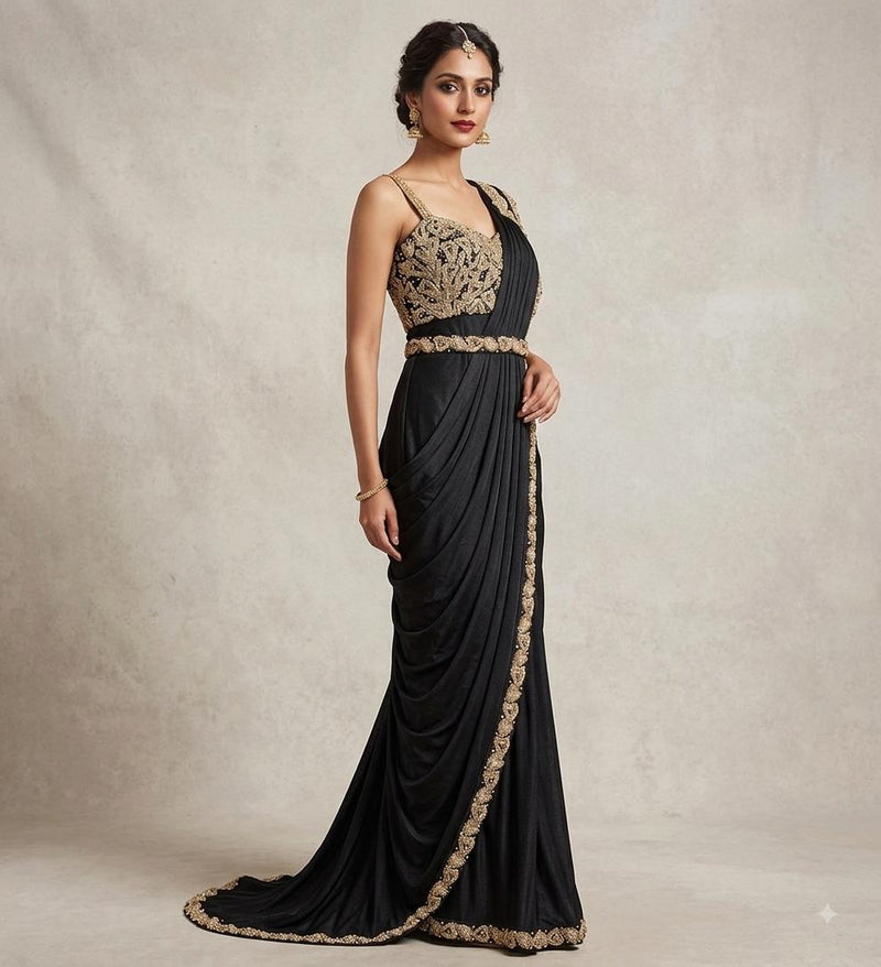Black Lehanga Banarasi Khaddi Georgette