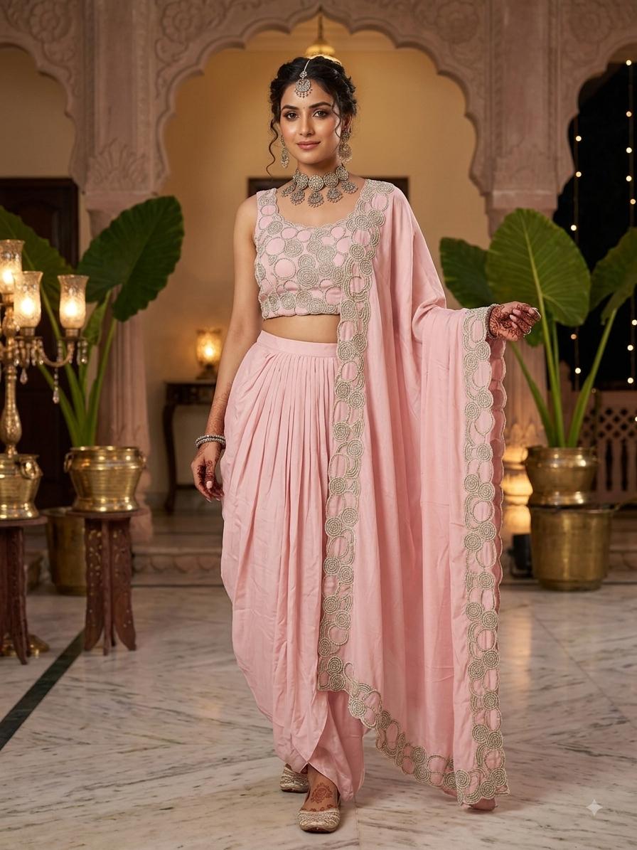 Blush Pink Lehanga Banarasi Khaddi Georgette
