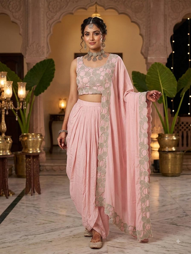 Blush Pink Lehanga Banarasi Khaddi Georgette