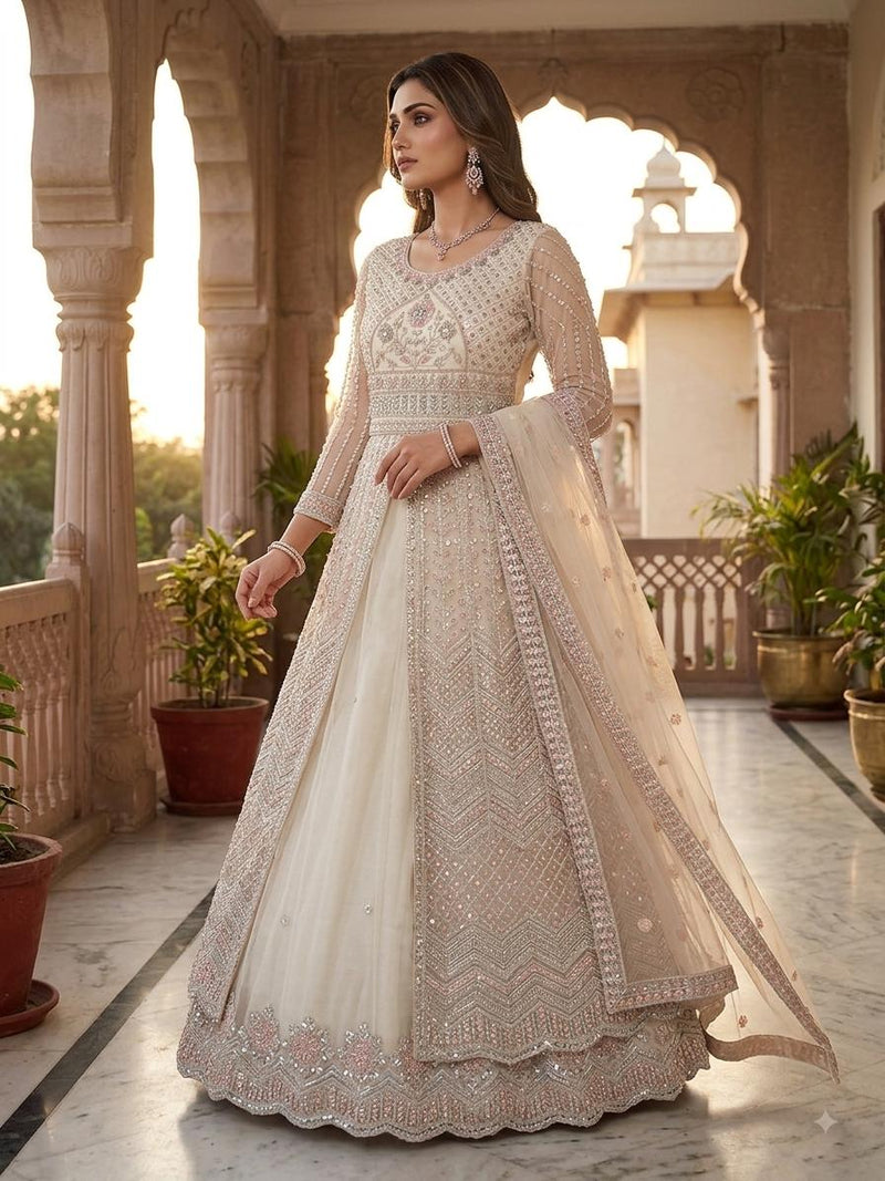 Blush Pink Lehanga Banarasi Khaddi Georgette
